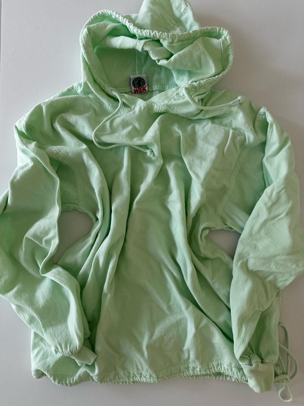 Vintage 90’s Pullover Hoodie WEK Green Ribbed Lightweight Size Womens Medium